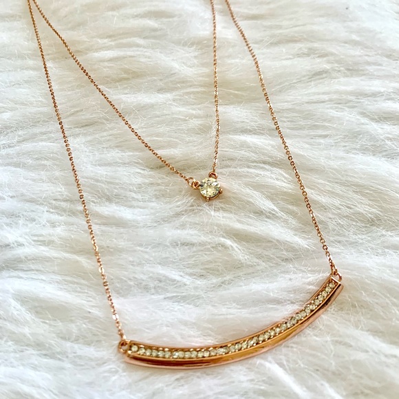 Rose gold tone cz layered adjustable necklace - NEW! - Picture 4 of 7